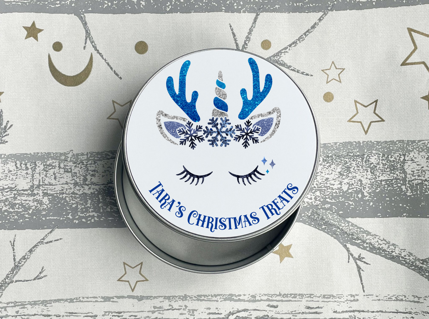 Personalised Unicorn Christmas Treat Tin