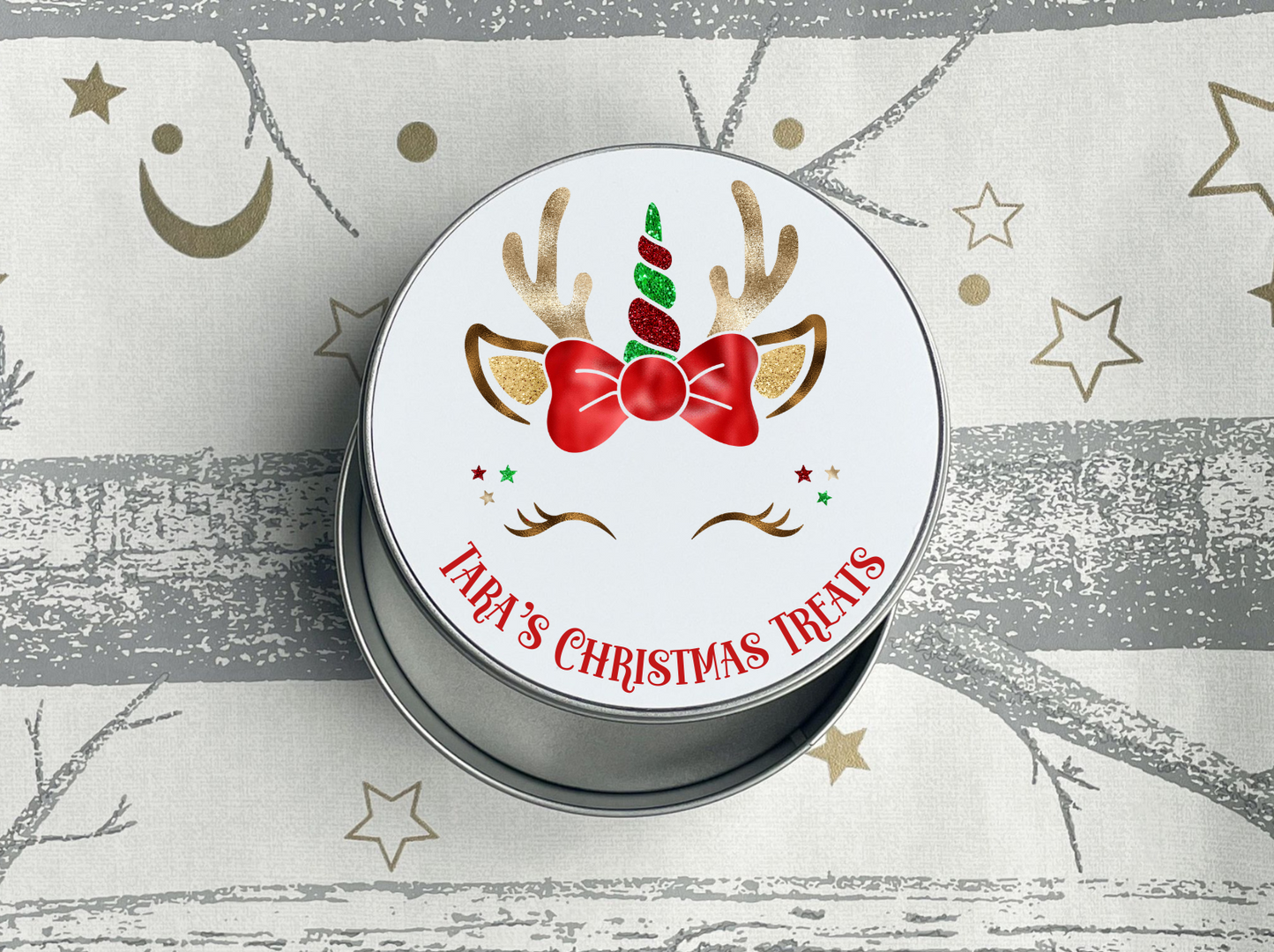 Personalised Unicorn Christmas Treat Tin