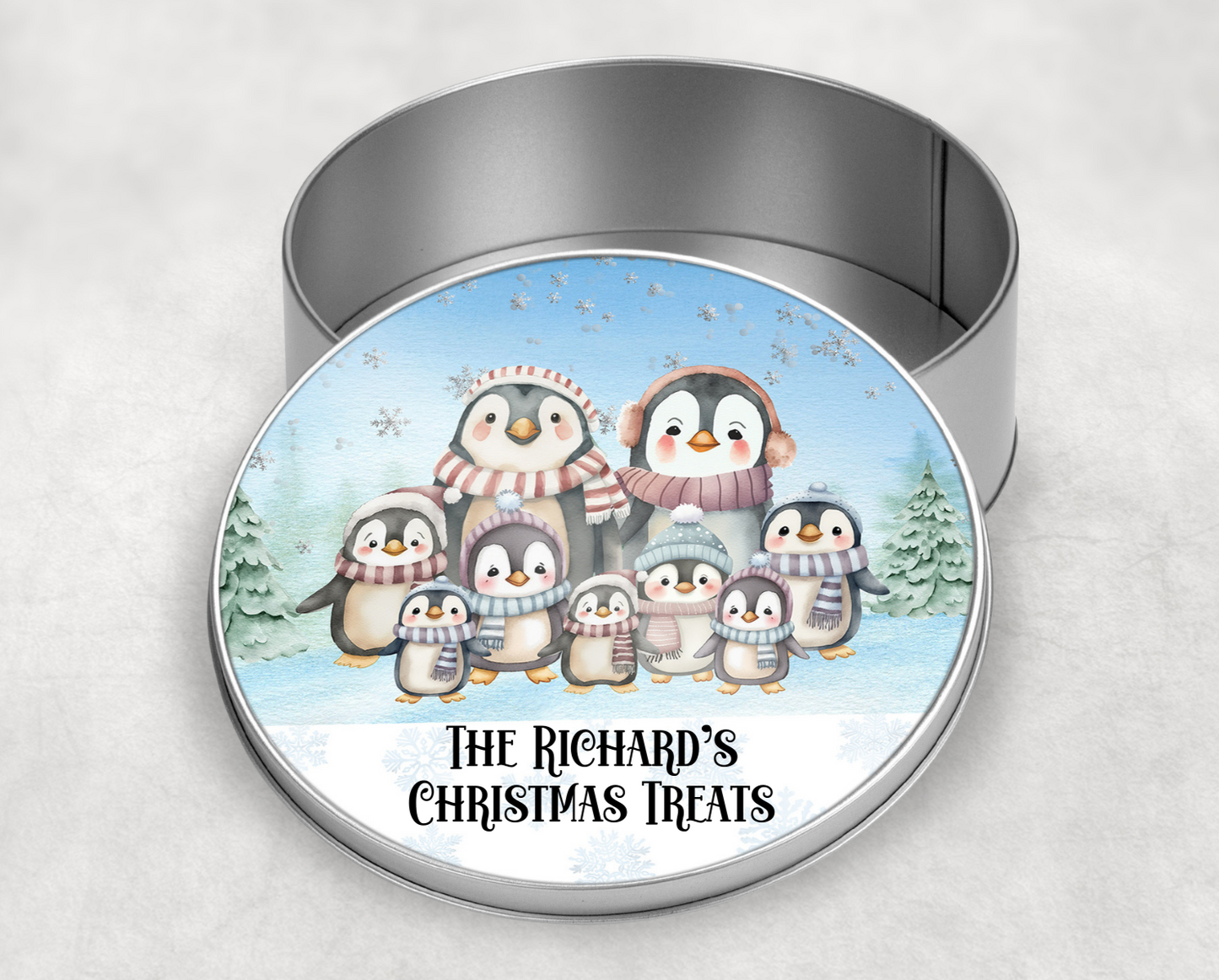 Personalised Penguin Christmas Treats Tin