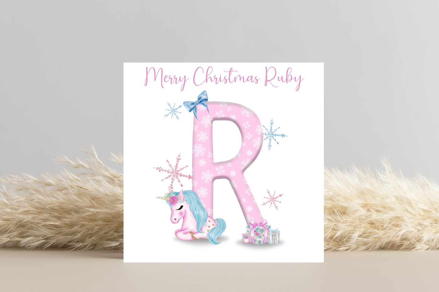 Personalised Unicorn Christmas Card