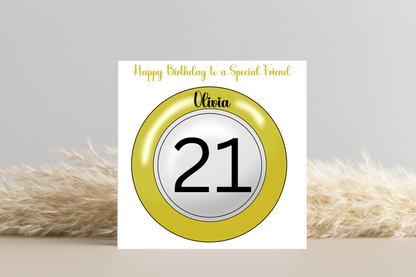 Personalised Bingo Ball Numbered Birthday Card