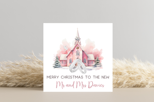 Personalised Merry Christmas to the New Mr and Mrs Christmas Card