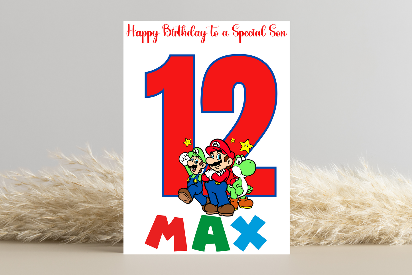 Personalised Super Mario Number Birthday Card