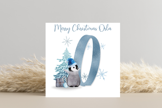 Personalised Penguin Christmas Card