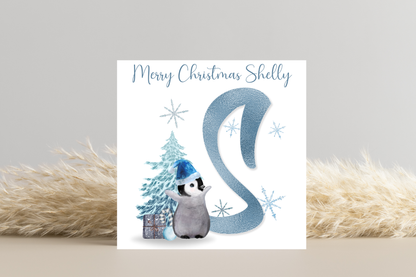 Personalised Penguin Christmas Card