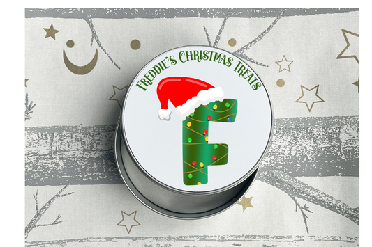 Personalised Christmas Tree Initial Christmas Treat Tin