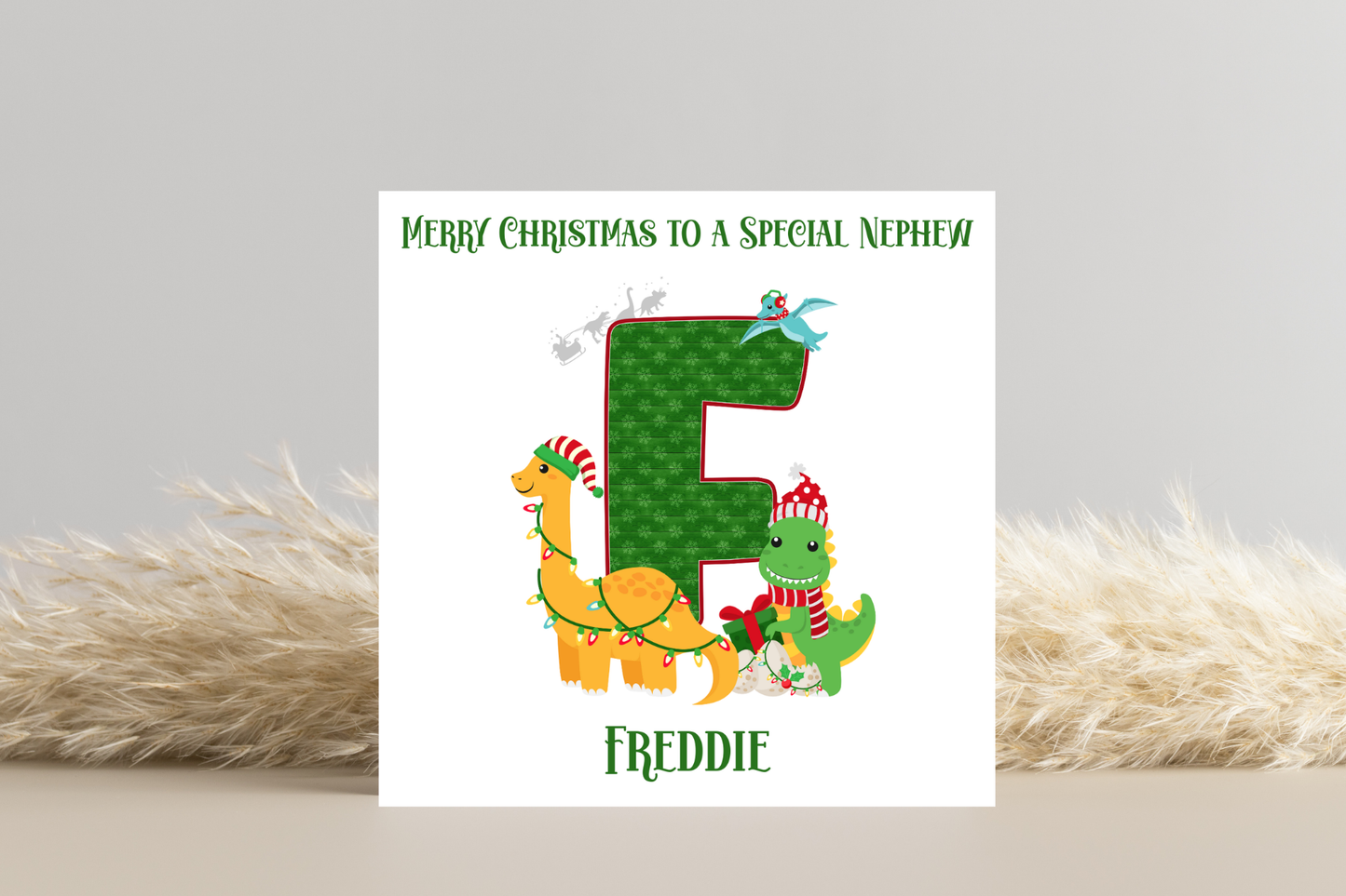 Personalised Dinosaur Christmas Card