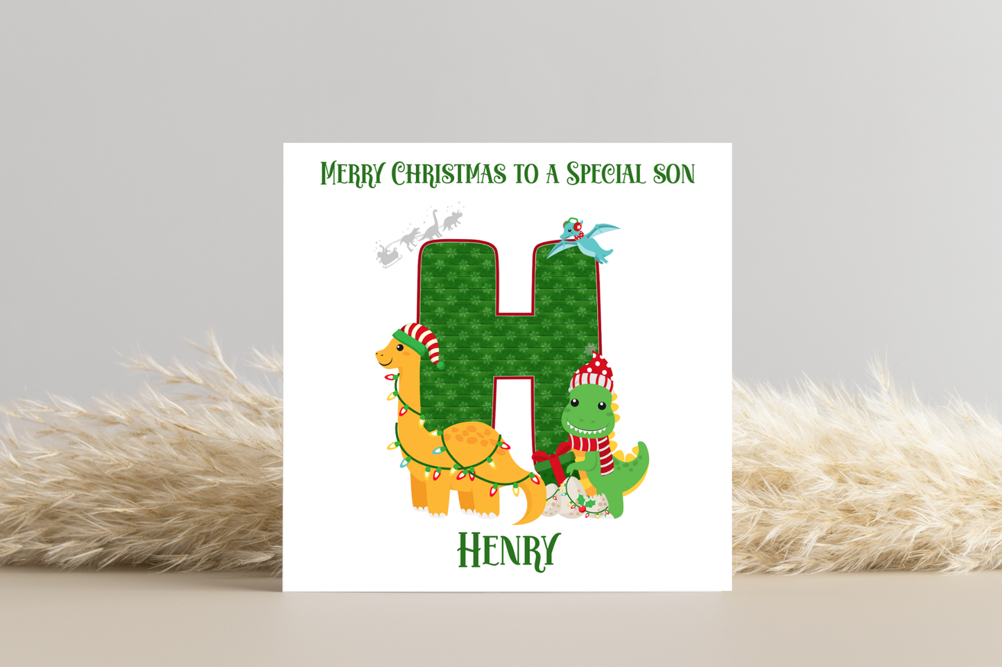 Personalised Dinosaur Christmas Card