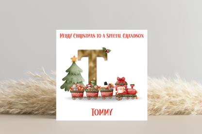 Personalised Animal Train Christmas Card