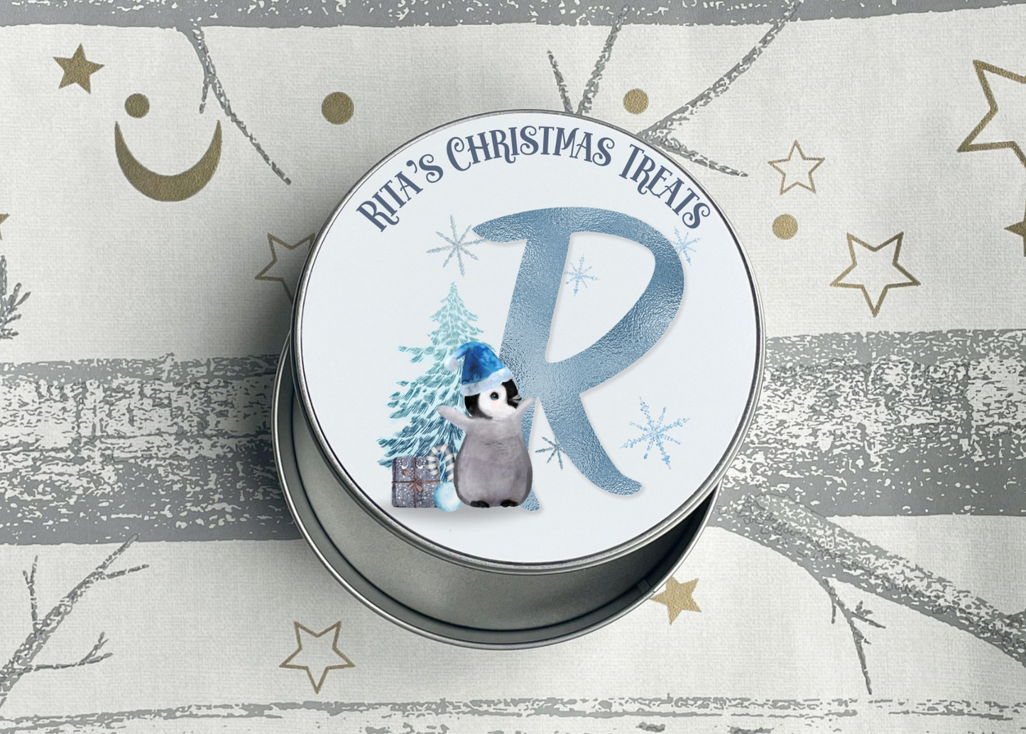 Personalised Penguin Christmas Treats Tin