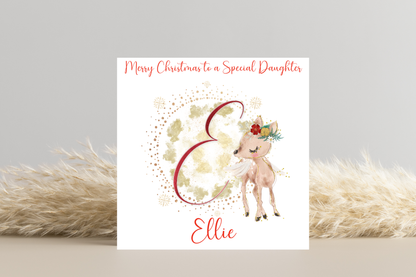 Personalised Reindeer Initial Christmas Card