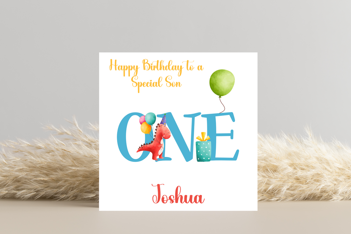 Personalised Dinosaur 1st Birthday ONE Card