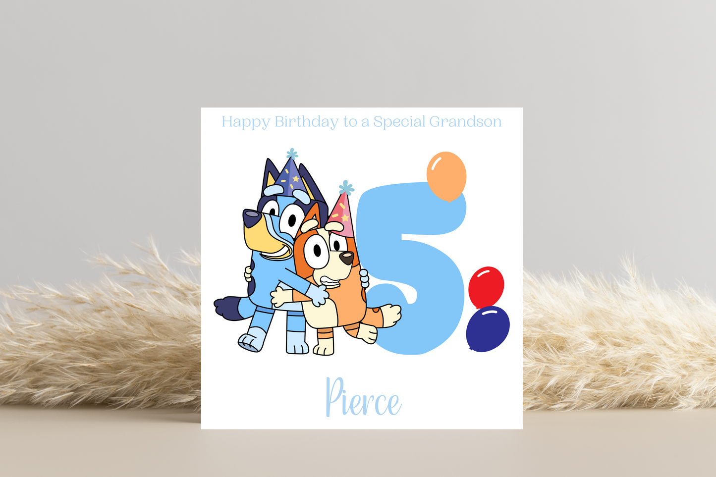 Personalised Bluey Number 1-5 Birthday Card