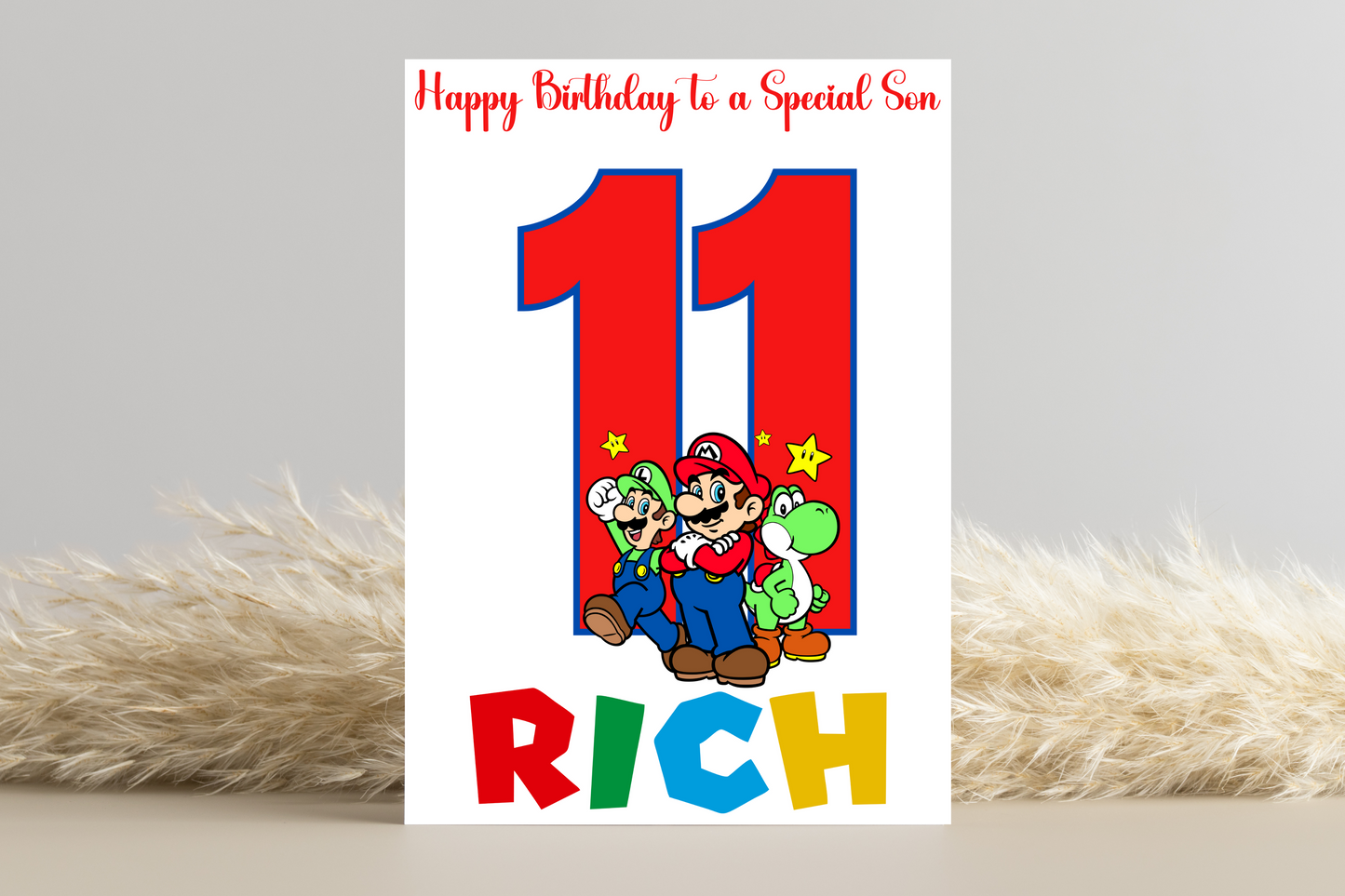 Personalised Super Mario Number Birthday Card