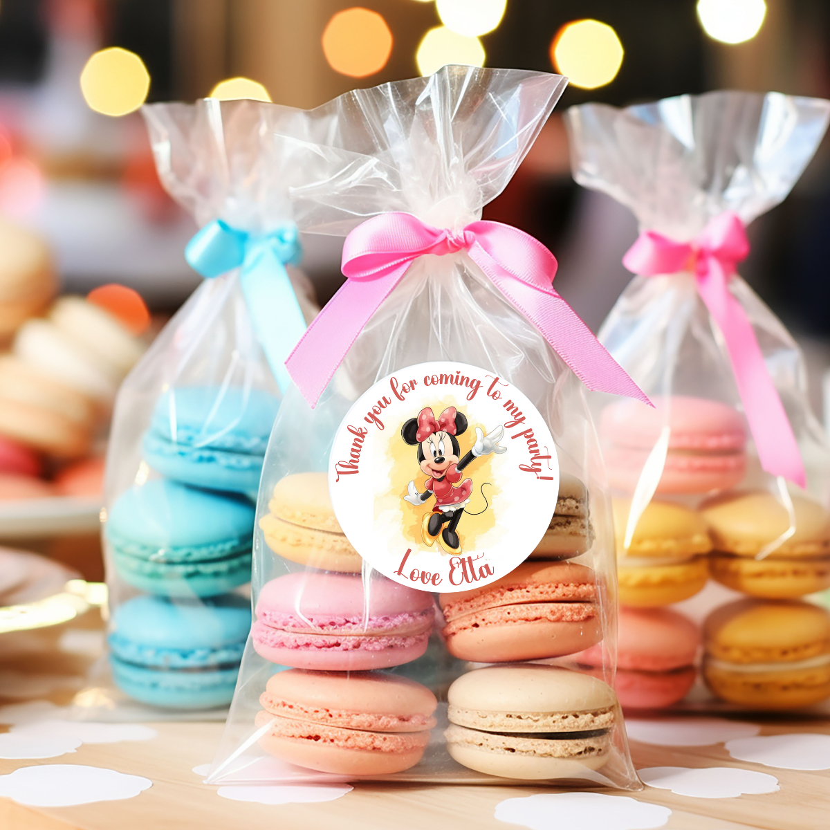 20 X Minnie Mouse Thank You For Coming To My Party Stickers: Personalise Your Party Favours!