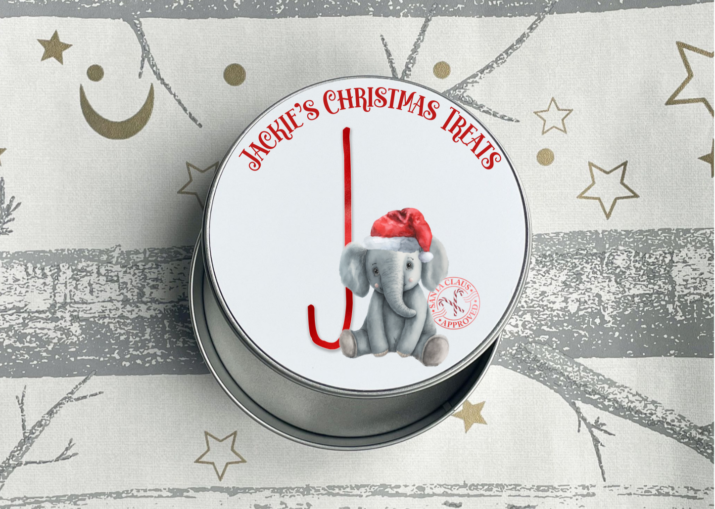 Personalised Elephant Christmas Treat Tin