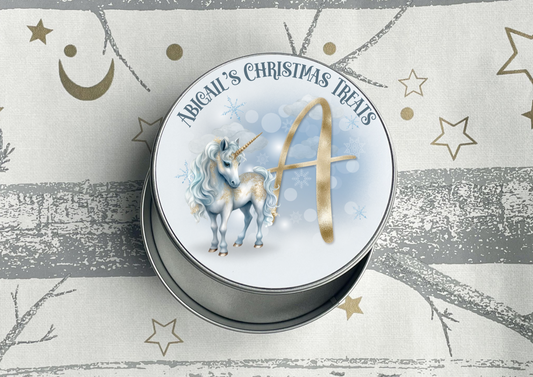 Personalised Unicorn Christmas Treat Tin