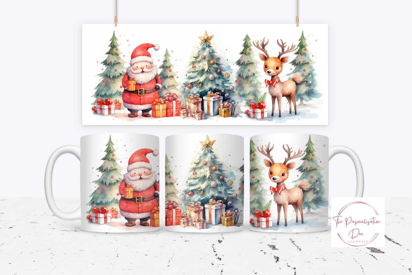 Santa and Reindeer Christmas Mug