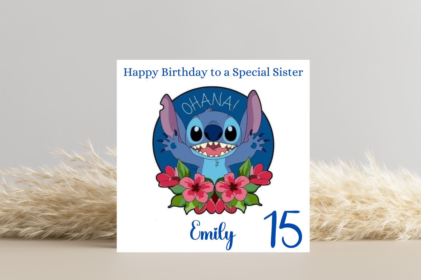 Personalised Stitch Birthday Card- Ohana Floral Design