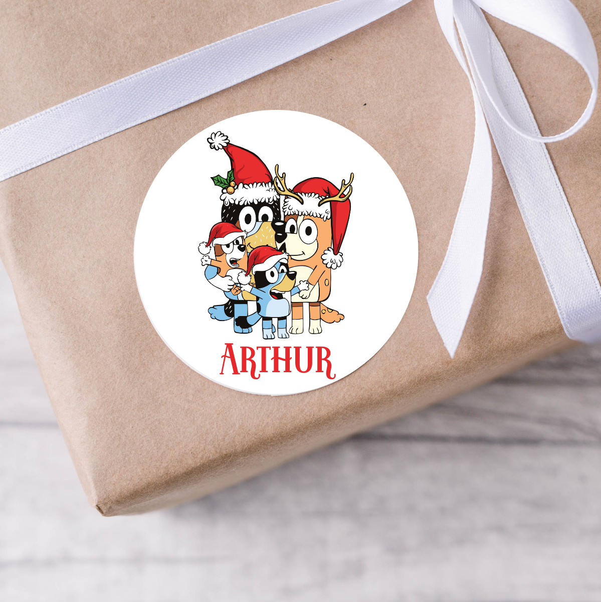 Personalised Bluey Christmas Present Labels - 12 per sheet