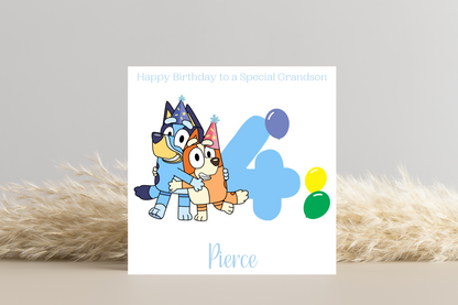 Personalised Bluey Number 1-5 Birthday Card