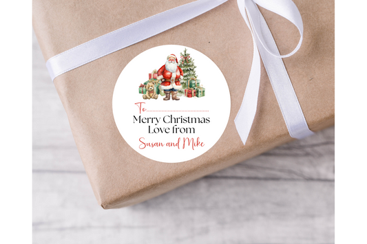 Personalised Santa Christmas Present Labels - 12 per sheet