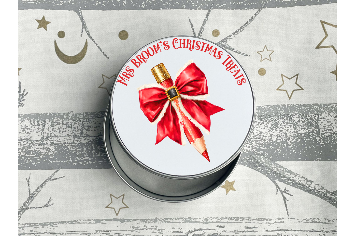 Personalised Christmas Pencil Round Tin