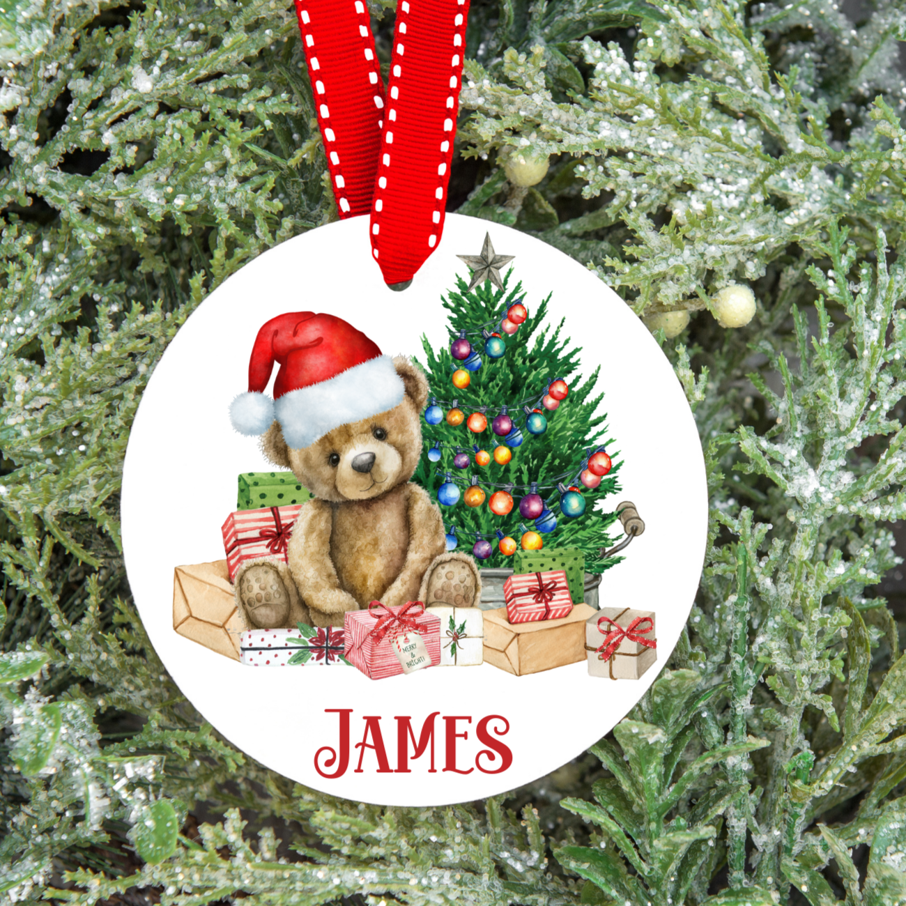 Personalised Teddy Christmas Tree Decoration