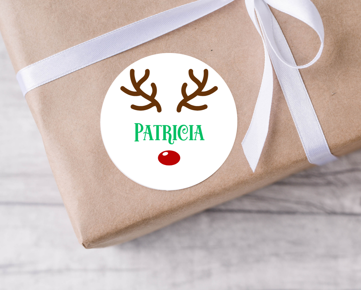 Personalised Reindeer Christmas Present Labels - 12 per sheet