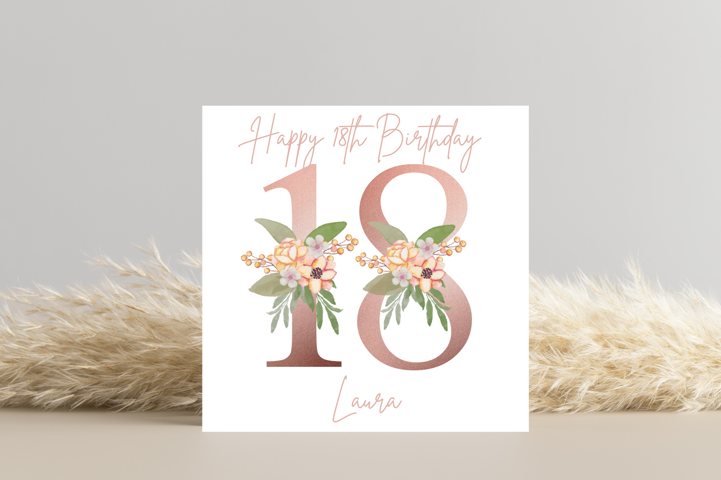 Personalised 18th Rose Gold Floral Birthday Card