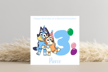 Personalised Bluey Number 1-5 Birthday Card