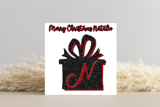 Personalised Black and Red Gift Christmas Card