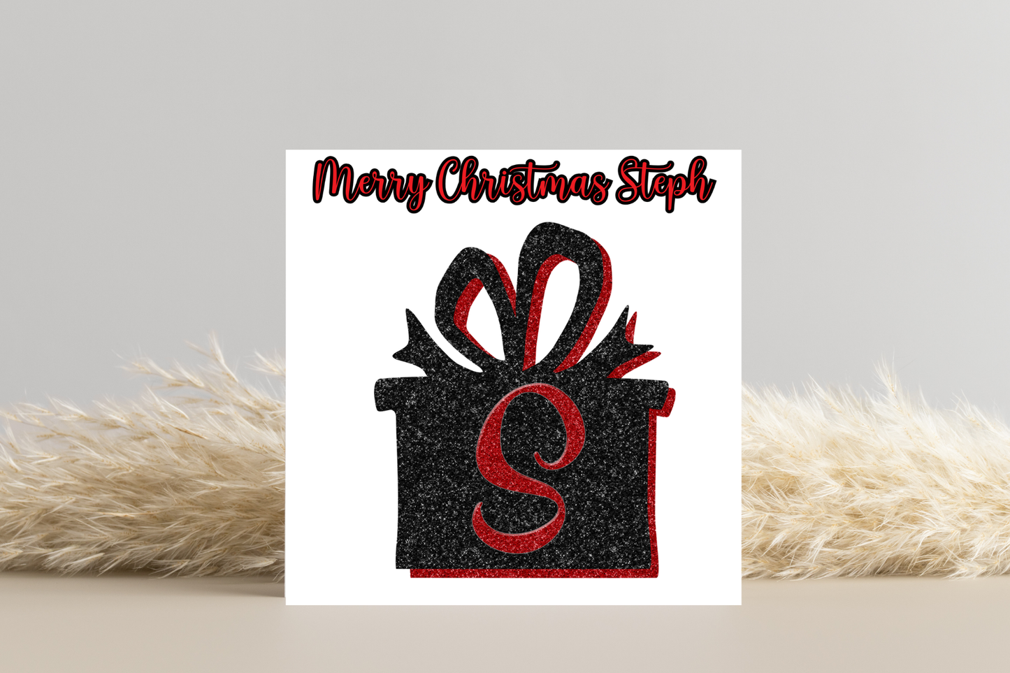 Personalised Black and Red Gift Christmas Card