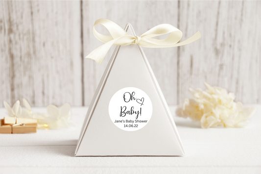 20 X Oh Baby! Personalised Baby Shower Favour Stickers