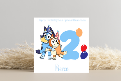 Personalised Bluey Number 1-5 Birthday Card