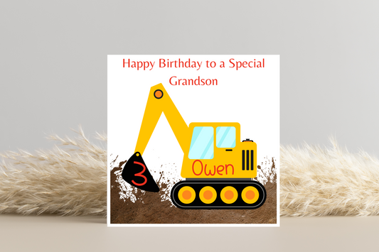 Personalised Digger Birthday Card