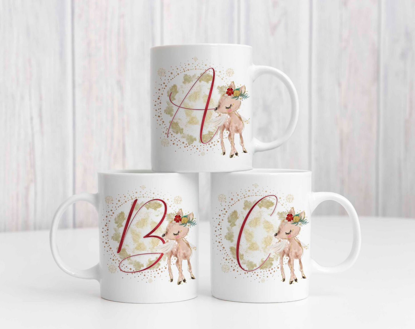 Cute Reindeer Initial Mug