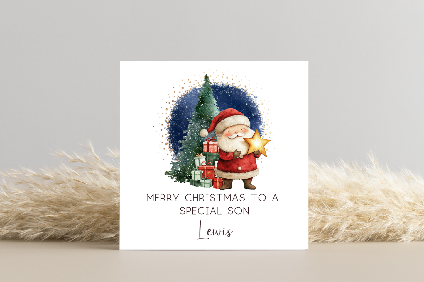 Personalised Santa and Shining Star Christmas Card