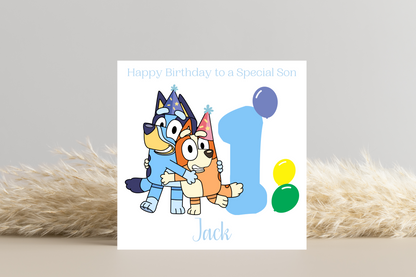 Personalised Bluey Number 1-5 Birthday Card