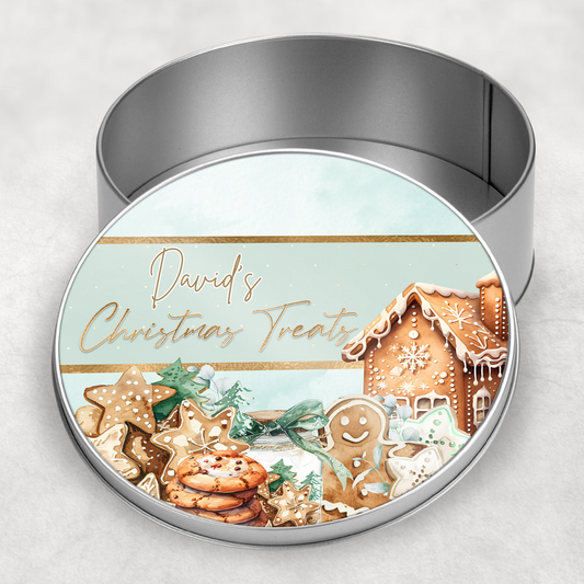 Personalised Christmas Treats Round Tin