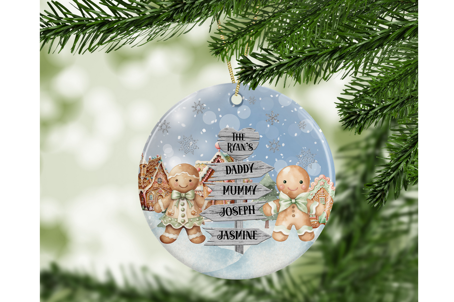 Personalised Gingerbread Family Names Christmas Bauble