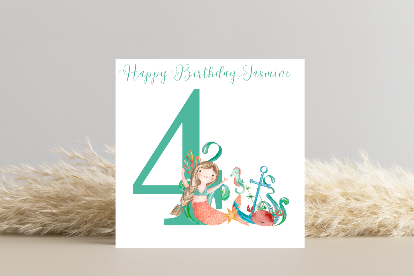 Personalised  Mermaid Number Birthday Card