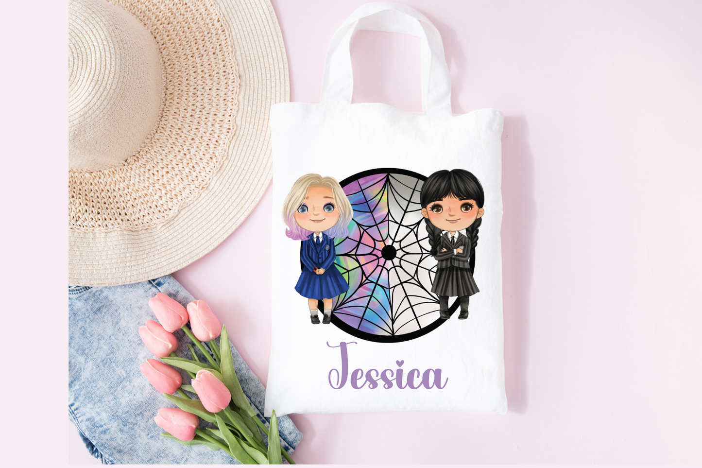 Personalised Wednesday Addams White Tote Bag