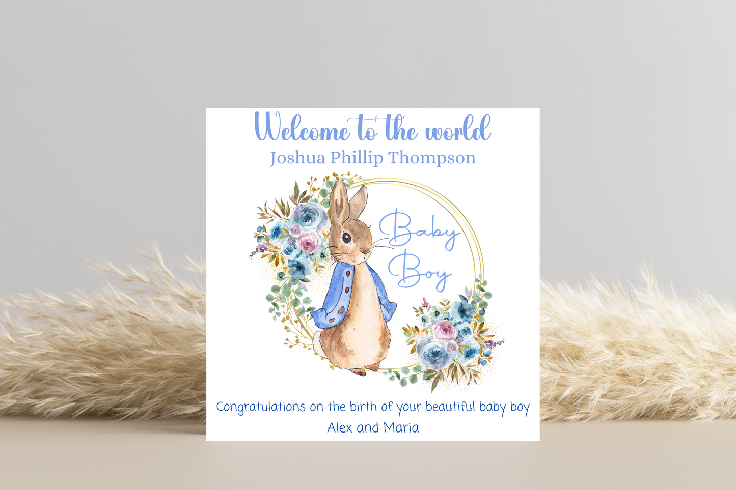 Peter Rabbit New Baby Personalised Card