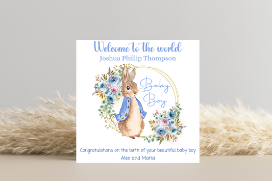 Peter Rabbit New Baby Personalised Card