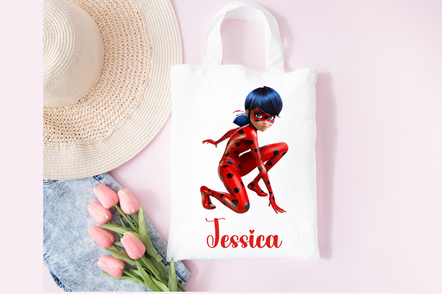 Personalised Miraculous Ladybug White Tote Bag