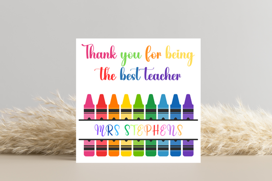 Personalised Thank You Teacher End of Year Card - Bright Designs