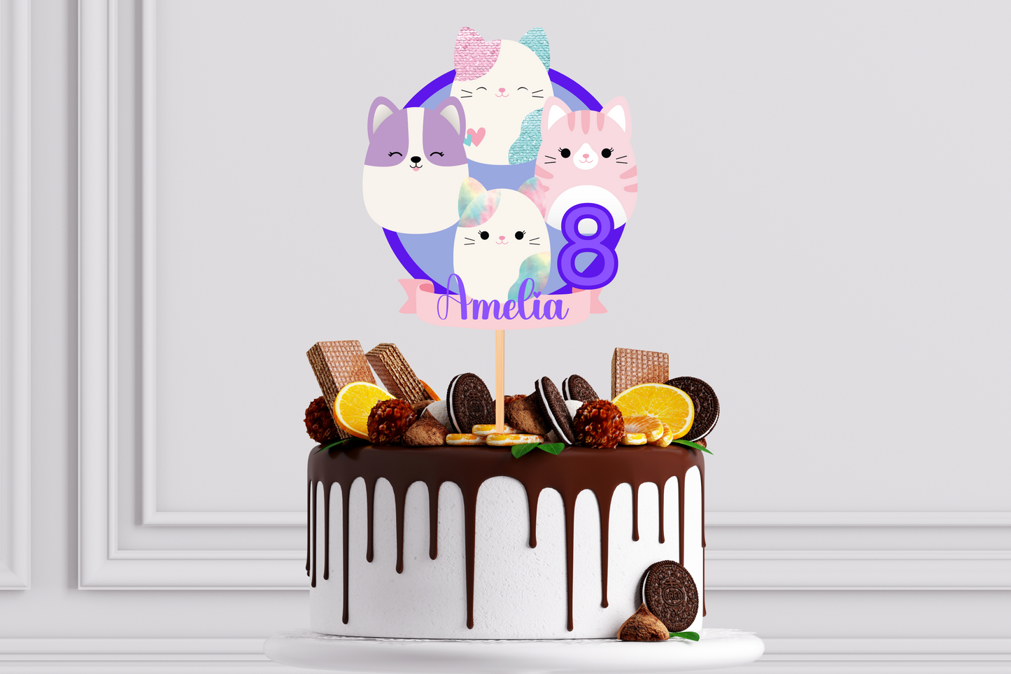 Personalised Squishmallow Cat Cake Topper