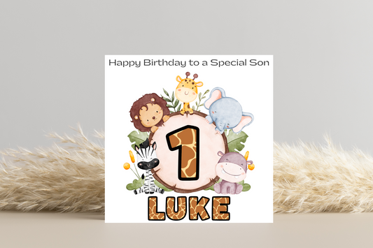 Children's Birthday Card | Personalised Safari card