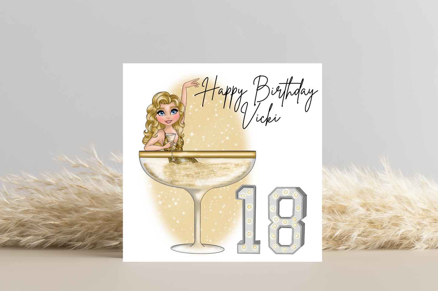 18th Martini Girl Personalised Birthday Card